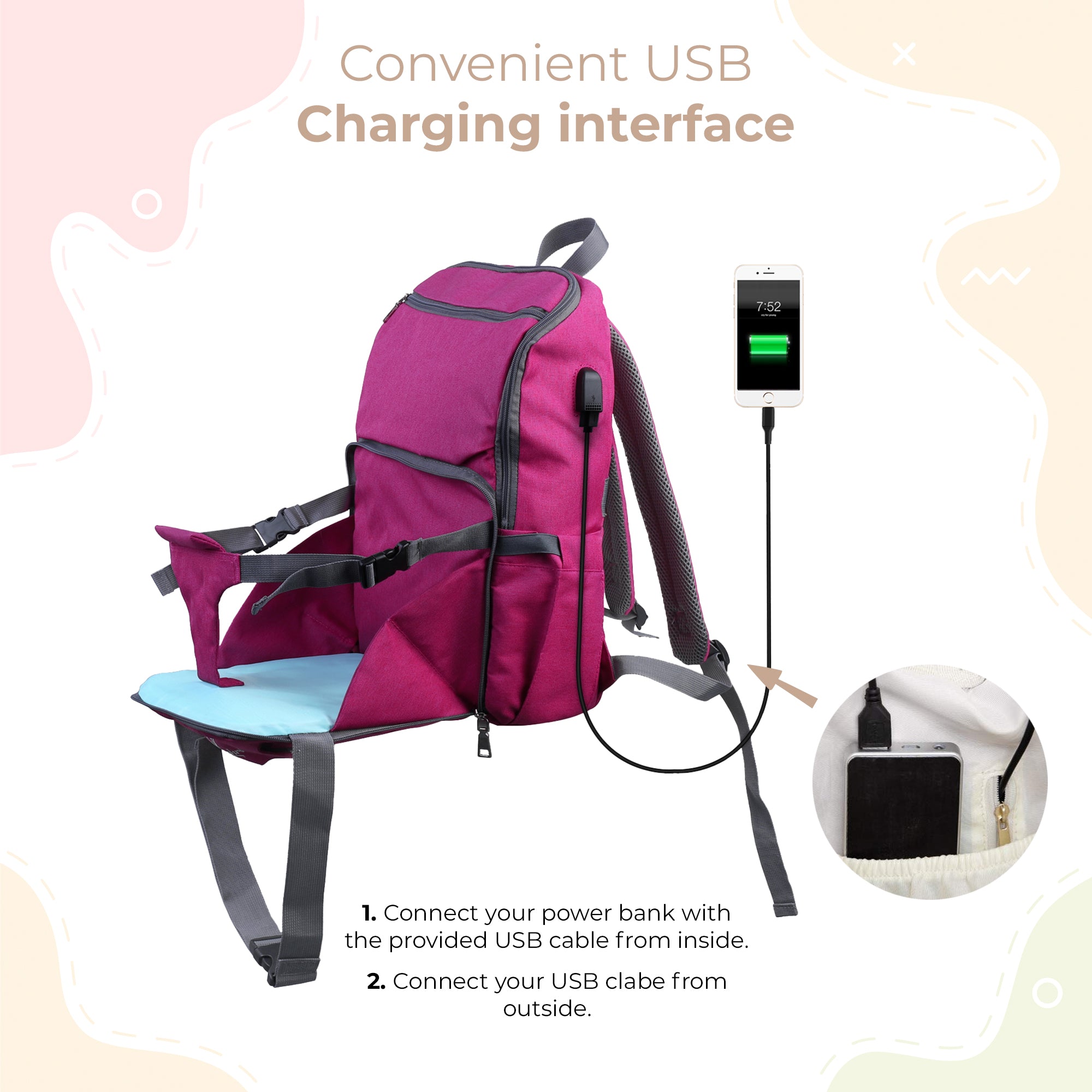 Stylish Baby Diaper Bag in Raspberry Wine - Mom Essential 2025