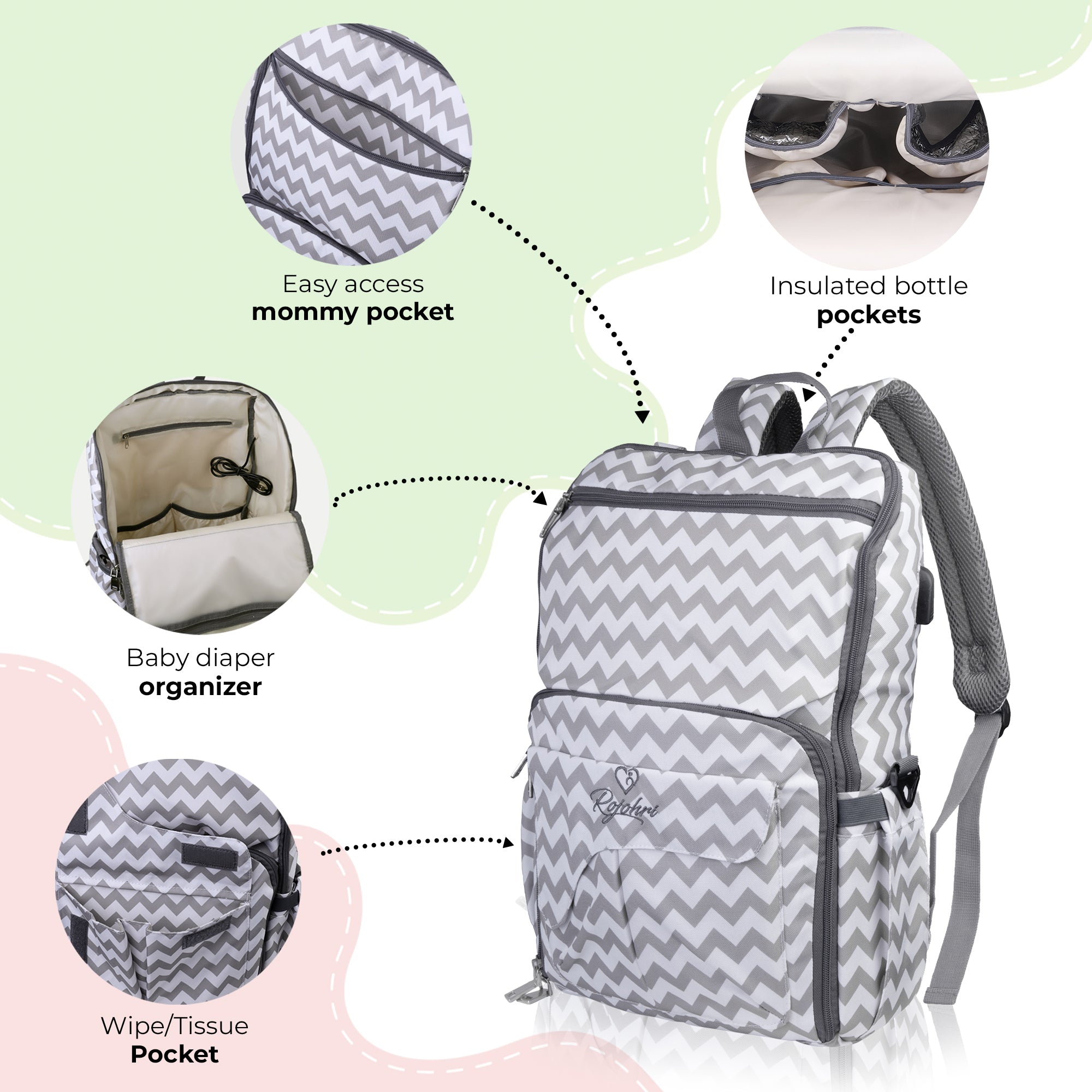 USB Charging Baby Diaper Bag - Multifunctional Mom Backpack Online